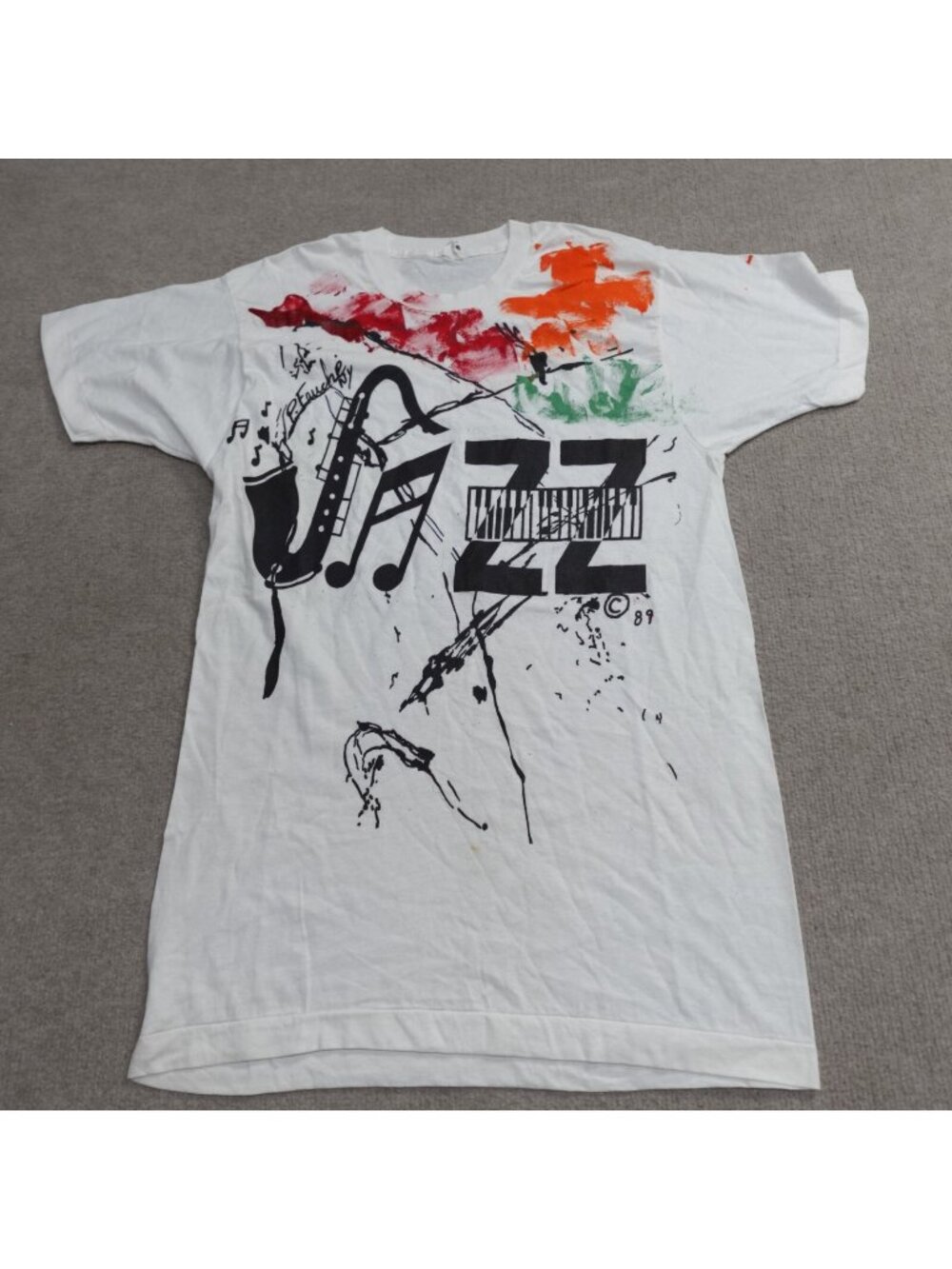 Vintage Jazz Shirt Small White 1989 Abstract P.Fauche